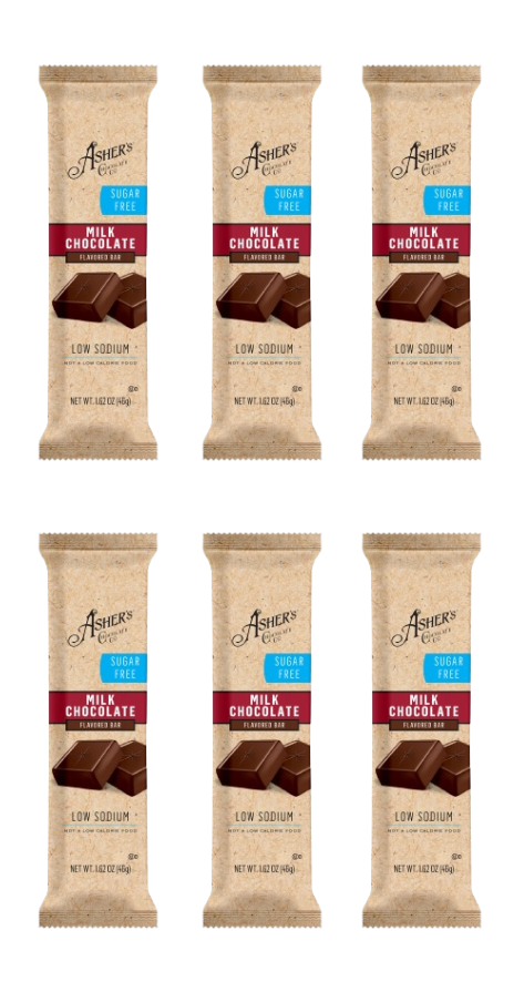 Asher's Chocolates Sugar Free Candy Bars - Milk Chocolate 6-Pack