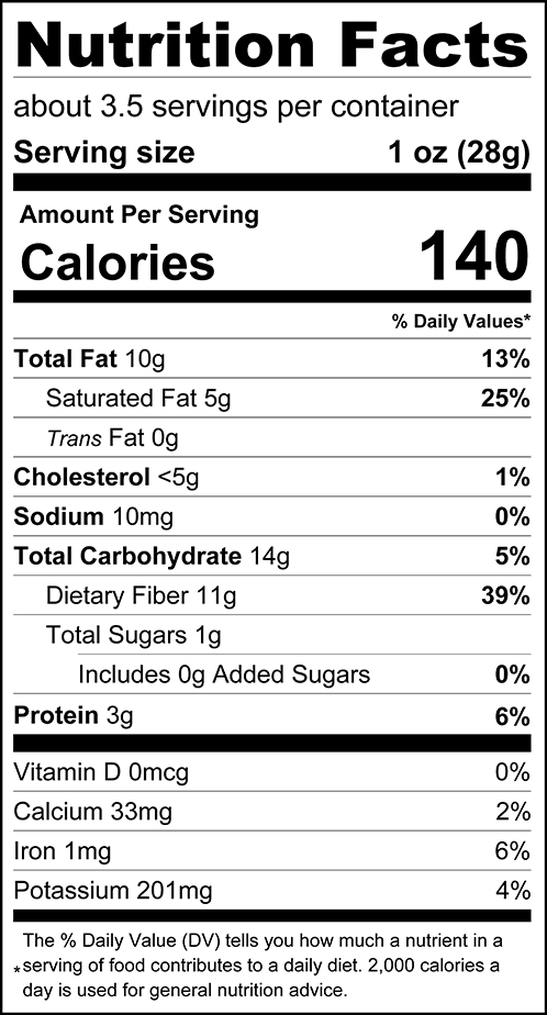 Nutrition facts for ChocZero Double Dipped Almonds, Milk Chocolate & Coconut