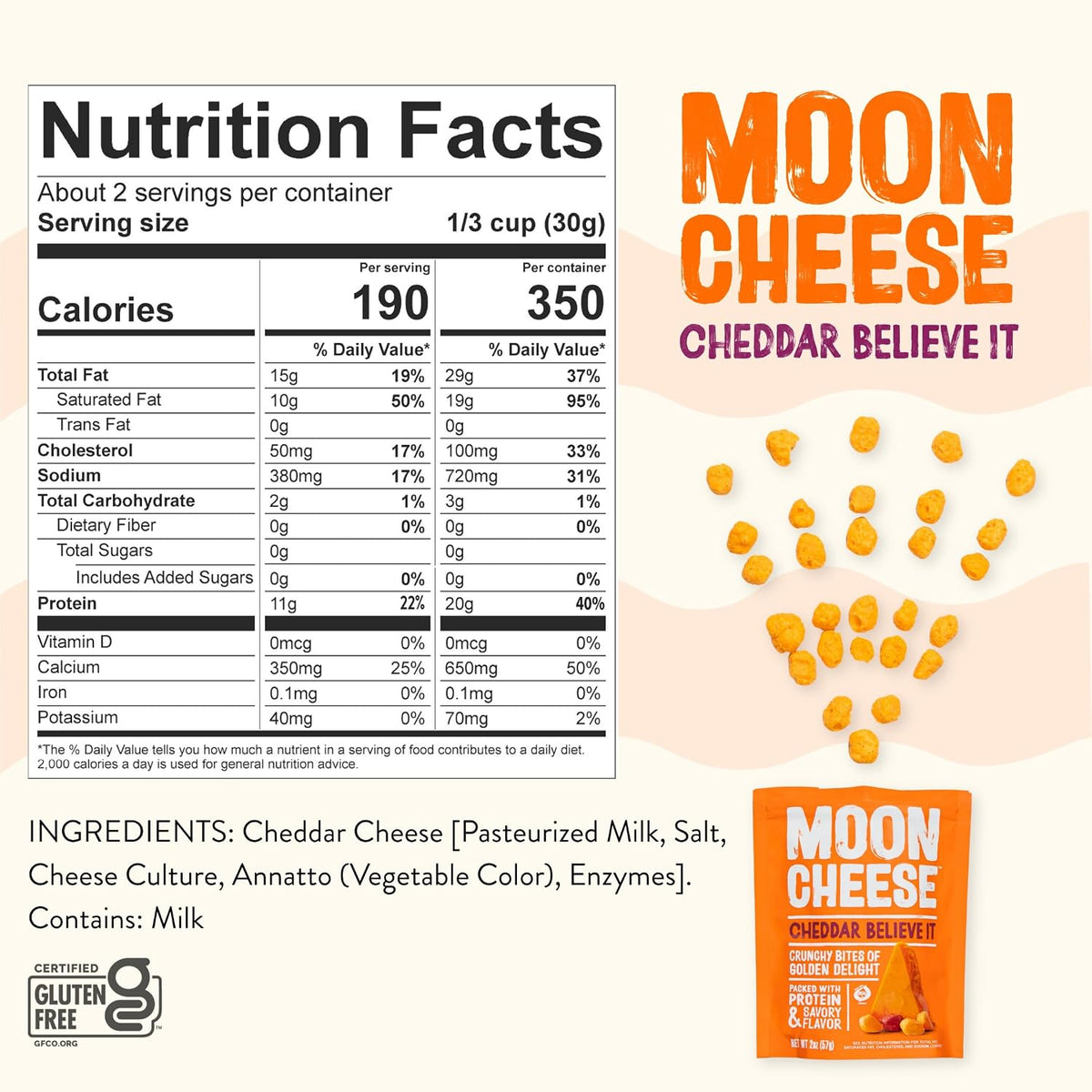 Moon Cheese Snacks - Cheddar Believe It