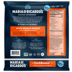 Back of Maria and Ricardo's CarbBueno™ with Whole Wheat Tortillas packaging