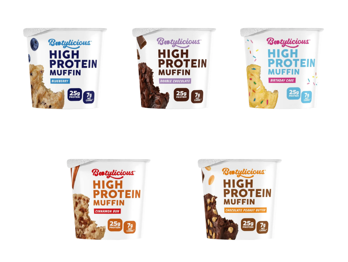 Bootylicious muffin variety pack with five flavor cups