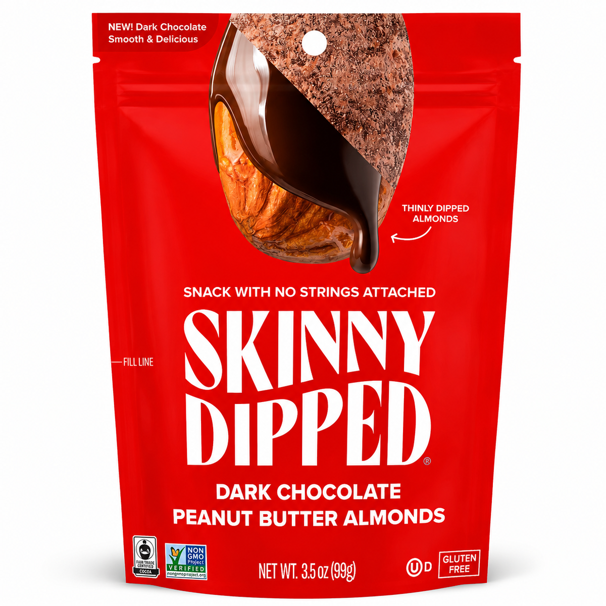 SkinnyDipped Almonds, 3.5 oz - Dark Chocolate Peanut Butter