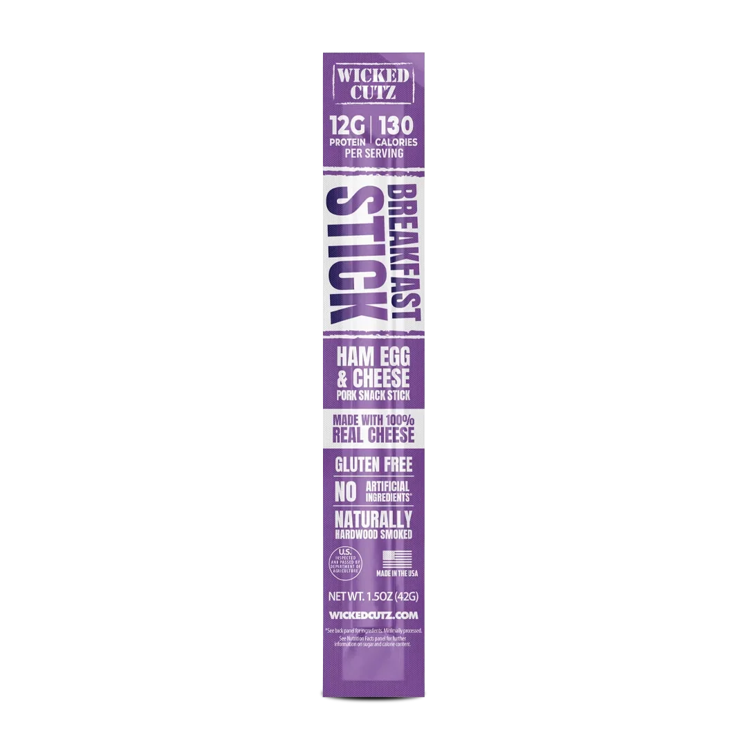 Wicked Cutz High Protein Breakfast Pork Snack Stick - Ham Egg & Cheese