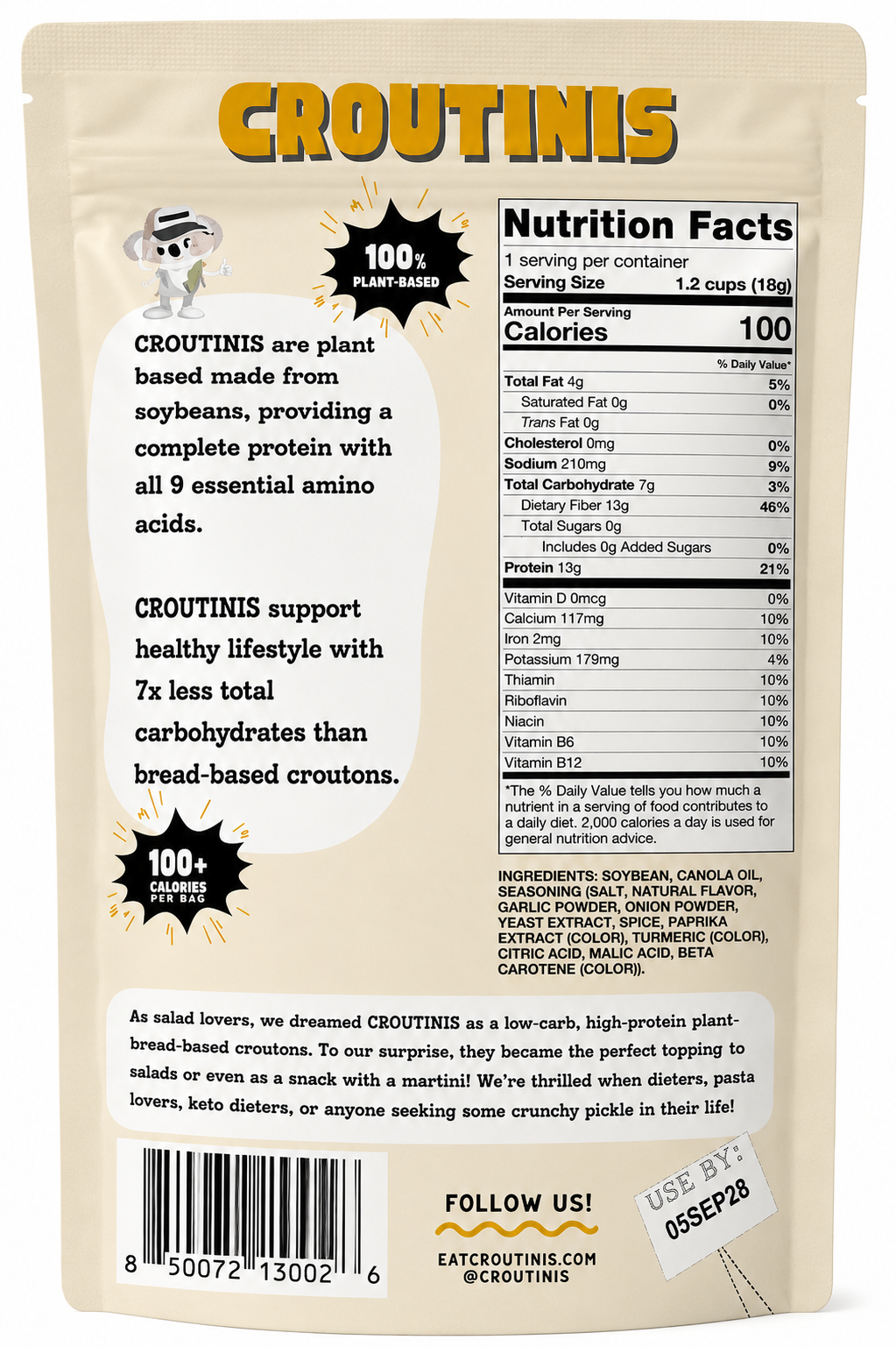 Croutinis High Protein Crouton Snack - Everything Bagel 18g single serving