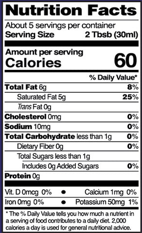 Nutrition facts label for Native Forest Organic Coconut Cream 5.4 fl oz