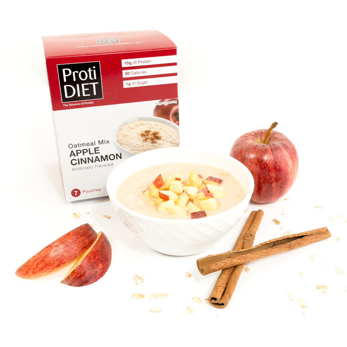 Proti Diet Protein Oatmeal Mix, Apple Cinnamon, 7 Pouches - 1-Pack