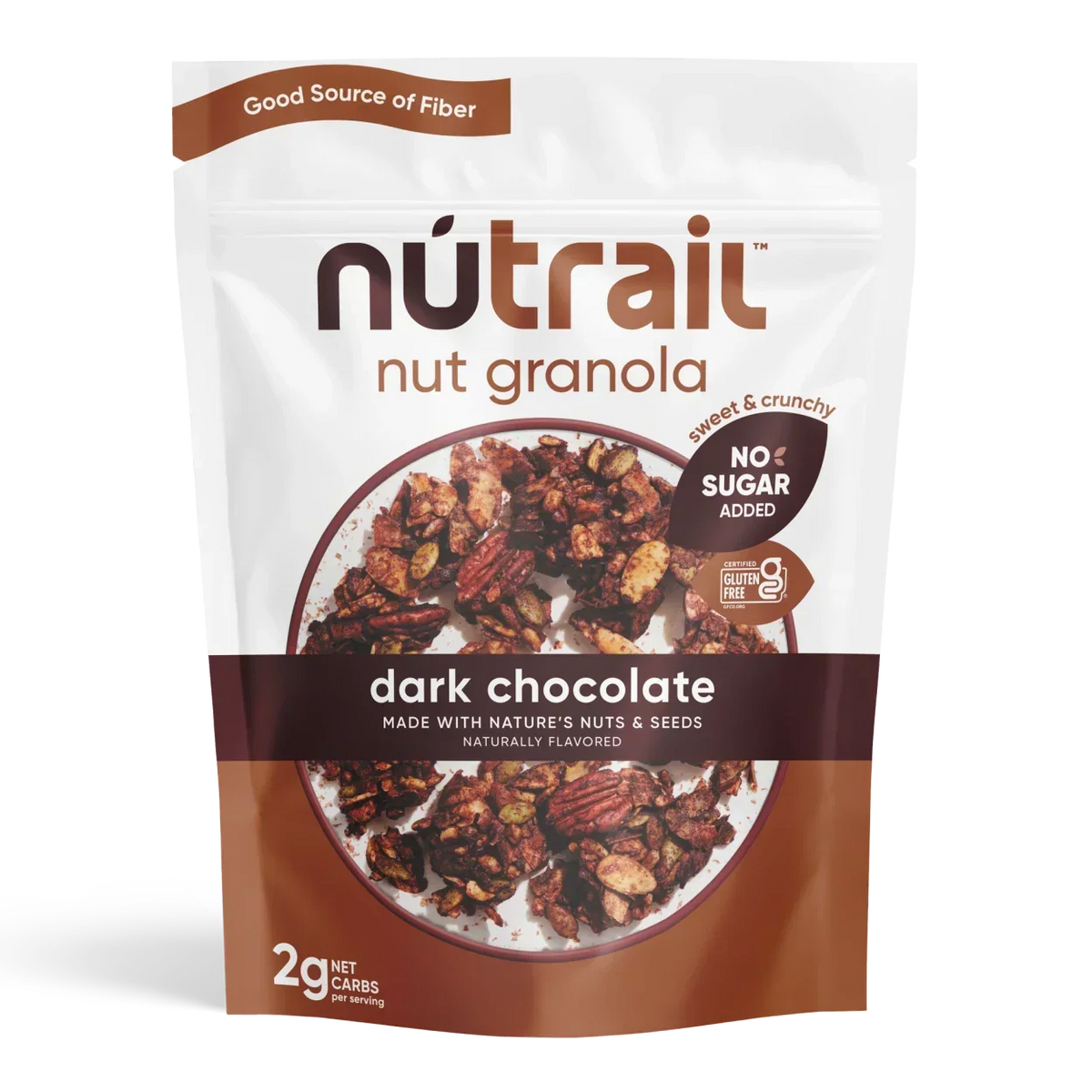 NuTrail No Sugar Added Nut Granola – 8 oz - Dark Chocolate