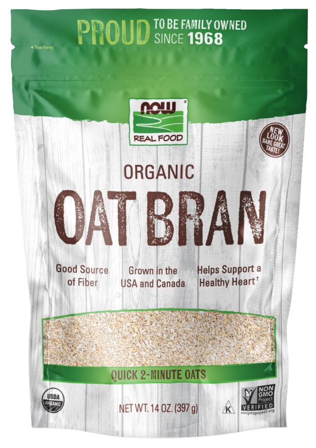 NOW Oat Bran 14 oz product package