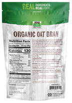 Nutrition facts label for NOW Oat Bran 14 oz