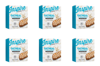 Six boxes of Inspire Oatmeal Cinnamon protein bars are displayed, each featuring a bar drizzled with icing and highlighting 12 grams of protein per serving.