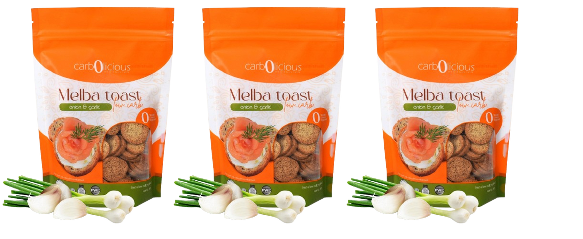 Carbolicious Low Carb Melba Toast - Onion & Garlic 3-Pack
