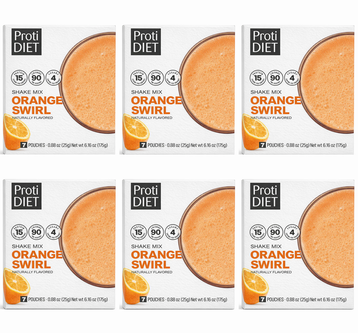 Proti Diet Protein Shake Mix, Orange Swirl, 7 Pouches - 6-Pack