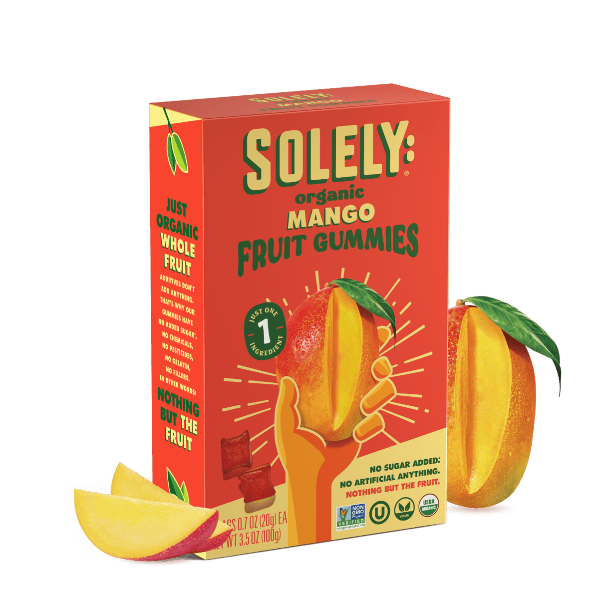 Solely Organic Mango Whole Fruit Gummies, 3.5 oz - One Box
