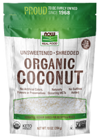 NOW Coconut, Unsweetened Shredded, Organic - 10 oz. product package