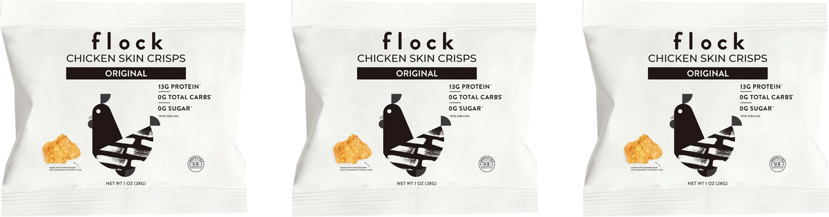 Flock Chicken Skin Crisps, Original / 3-Pack.