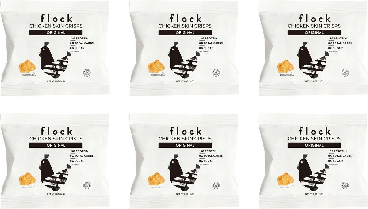Flock Chicken Skin Crisps, Original / 6-Pack.