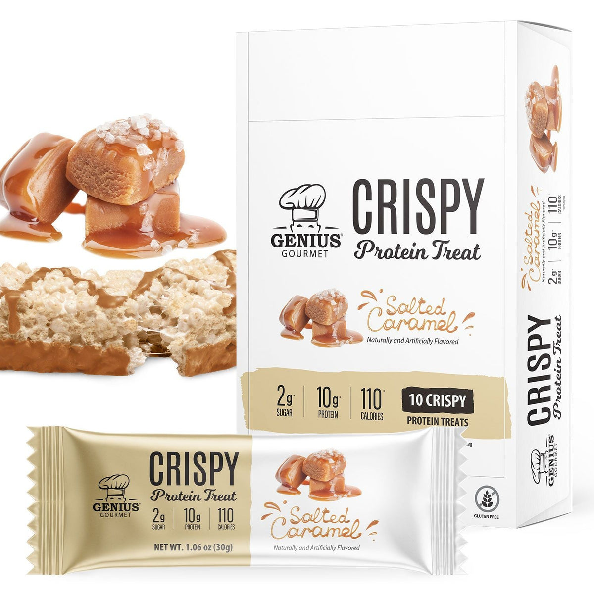 Genius Gourmet Crispy Protein Treat - Salted Caramel