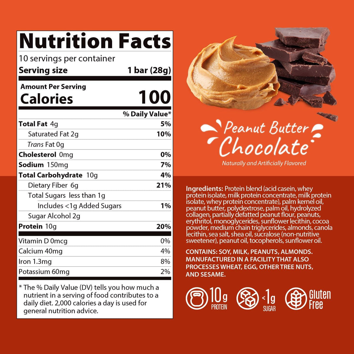 Genius Gourmet Crispy Protein Treat - Peanut Butter Chocolate