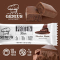 Front package of Genius Gourmet Keto Bar, Chocolate Dream / One Bar