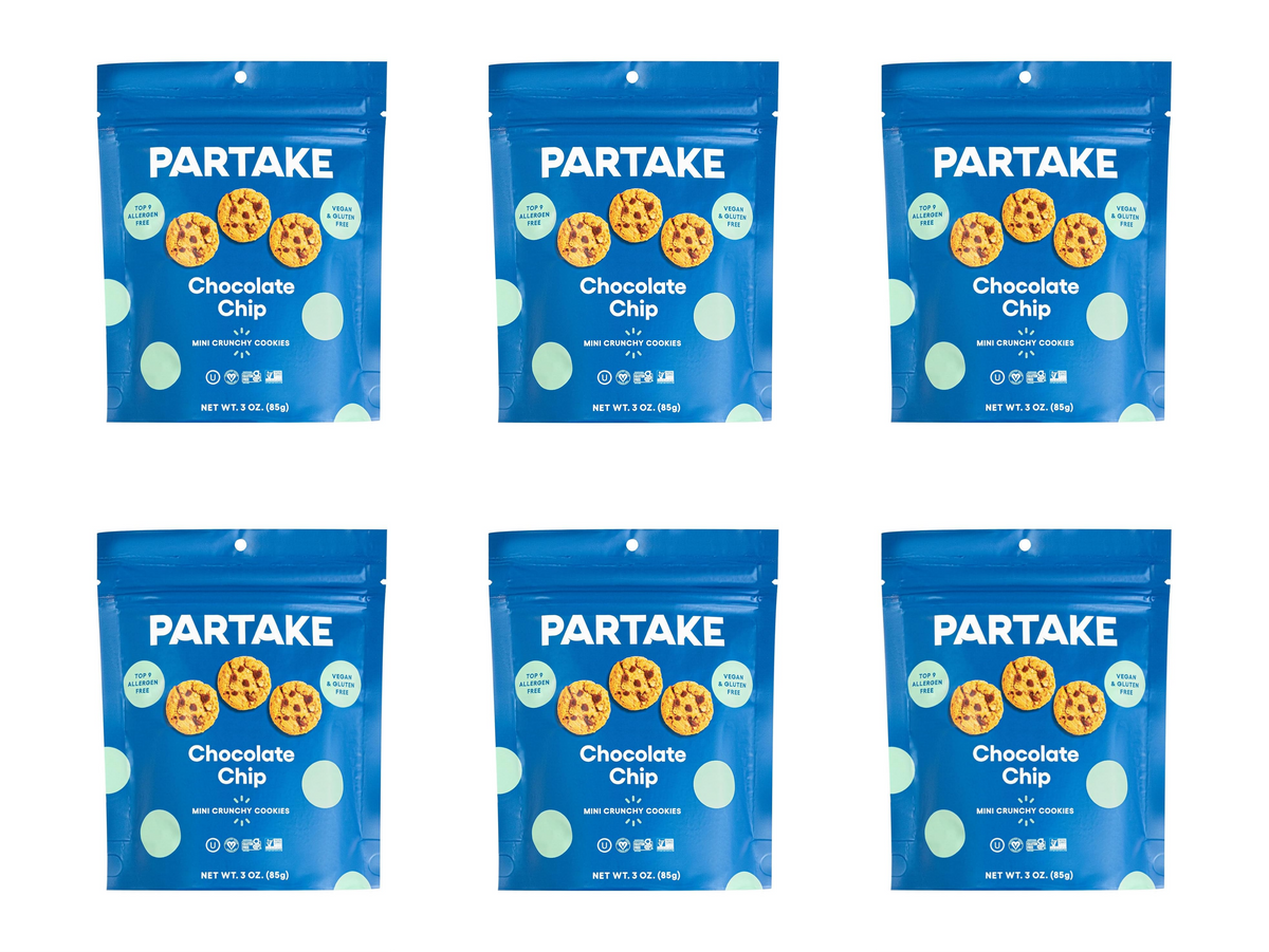 Partake Vegan & Gluten-Free Mini Cookies, 3 oz - Chocolate Chip, 6-Pack