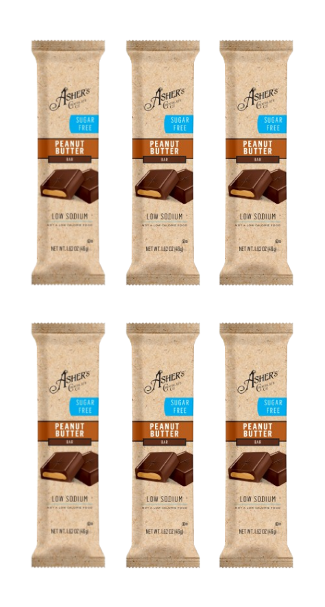 Asher's Chocolates Sugar Free Candy Bars - Milk Chocolate Peanut Butter 6-Pack