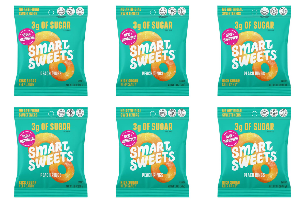 Smart Sweets Peach Rings 50g (1.8 oz) - 6-Pack