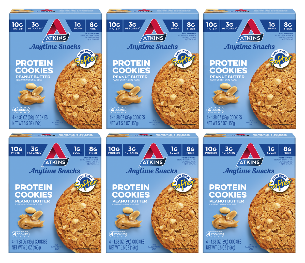 Atkins Nutritionals Snack Protein Cookies (4 cookies) - Peanut Butter 6 Boxes