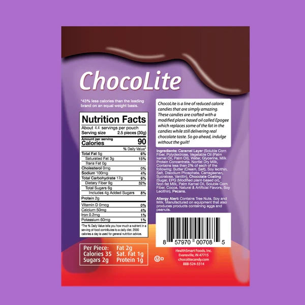 HealthSmart Sweet Nothings/ChocoLite Chocolate Candies - Caramel Pecan Clusters