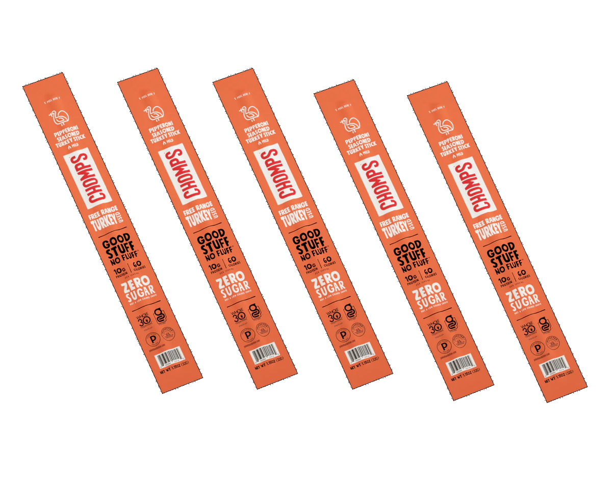 Chomps Meat Sticks - Pepperoni Seasoned Turkey 5-Sticks