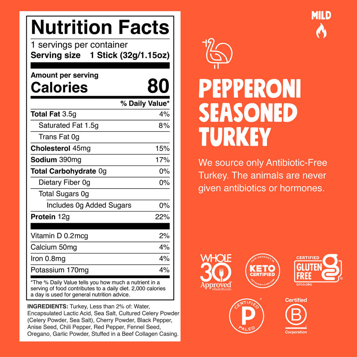 Chomps Meat Sticks - Pepperoni Seasoned Turkey