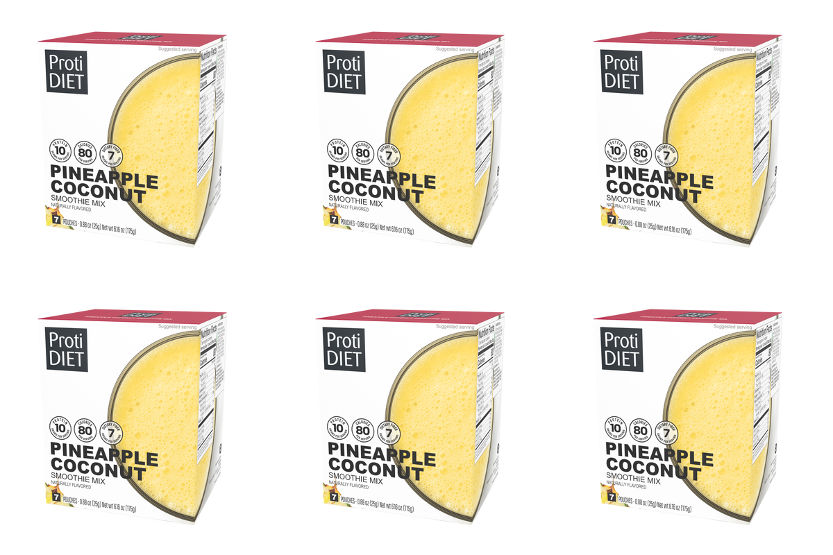 Proti Diet Protein Smoothie Mix, Pineapple Coconut, 7 Pouches - 6-Pack