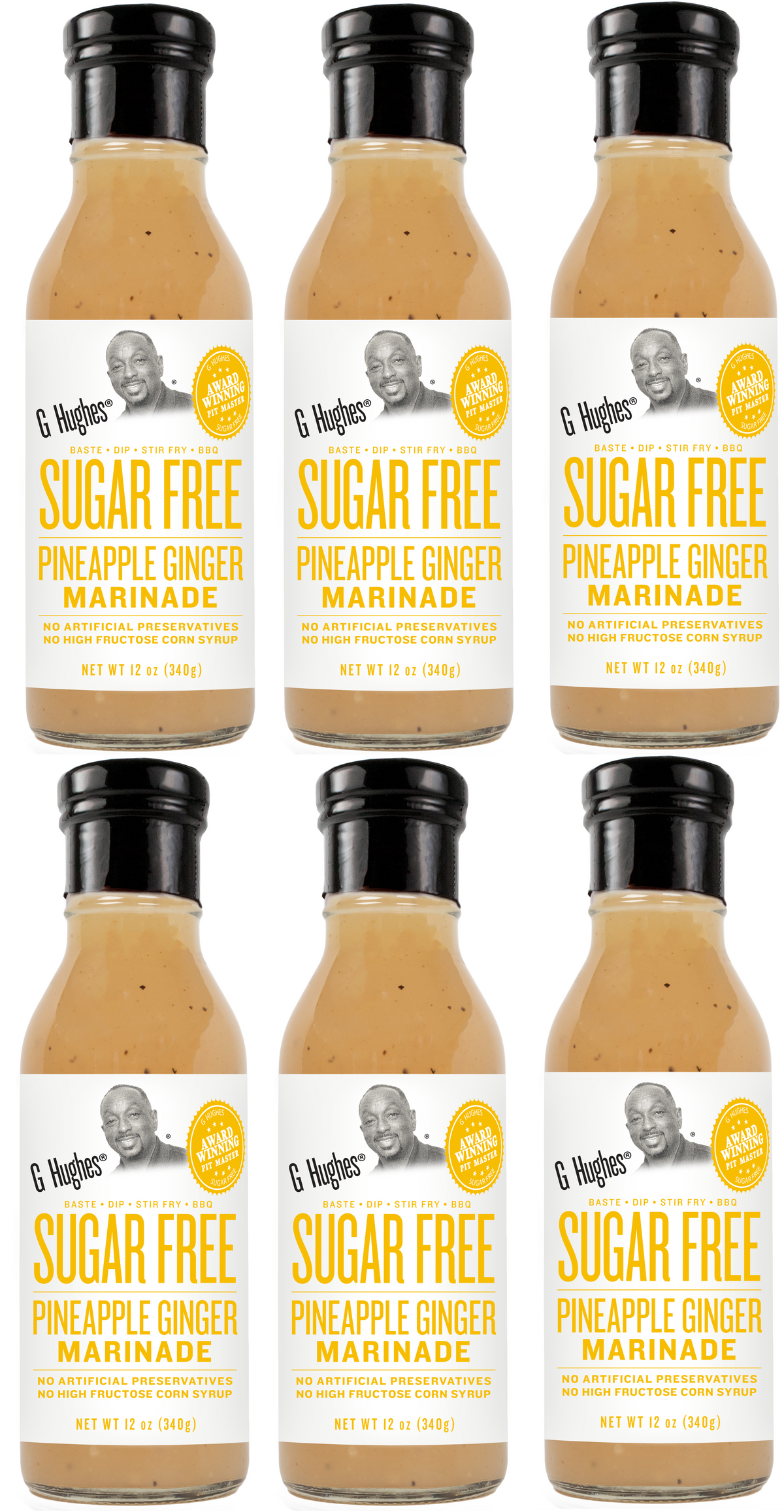 G Hughes Smokehouse Sugar Free Marinade - Pineapple Ginger (12 oz) 6 Bottles