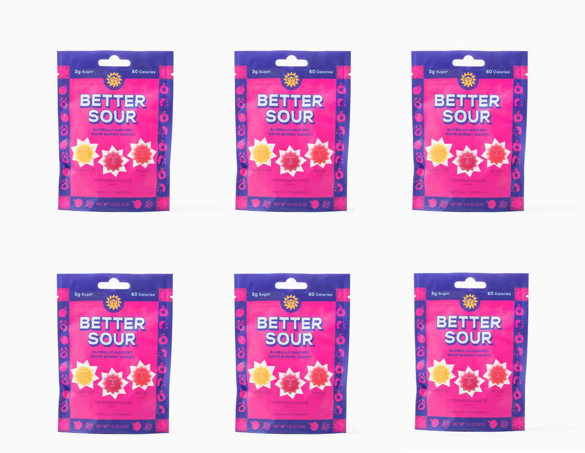 Better Sour Gummies - Pomegranate, Apricot, Plum, 6-Pack