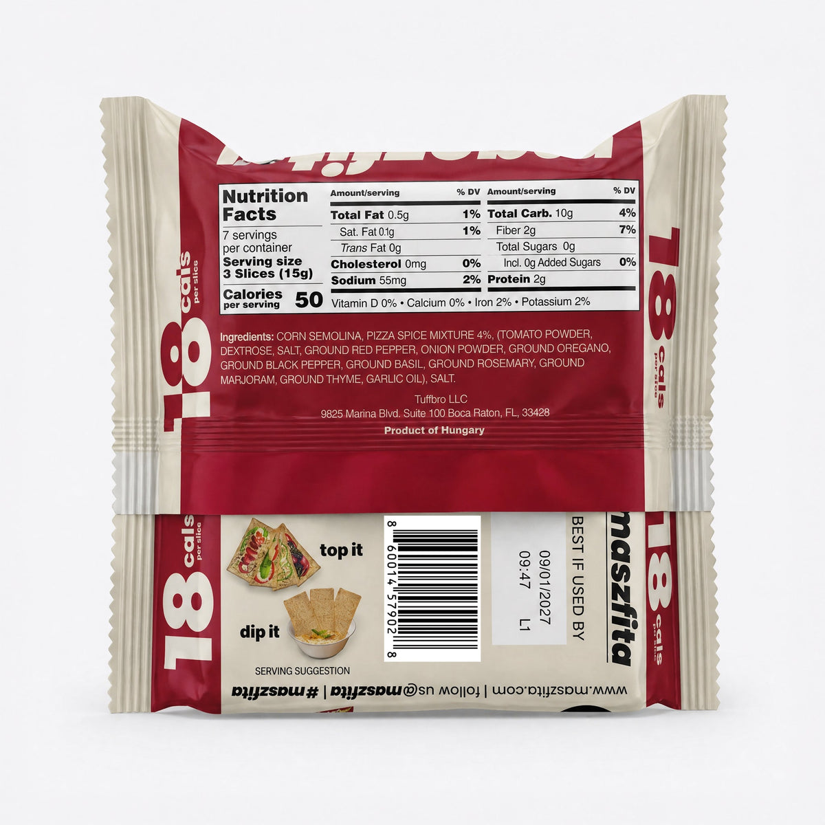 Maszfita Gluten Free Crispbread, 3.5 oz - With Pizza Spices
