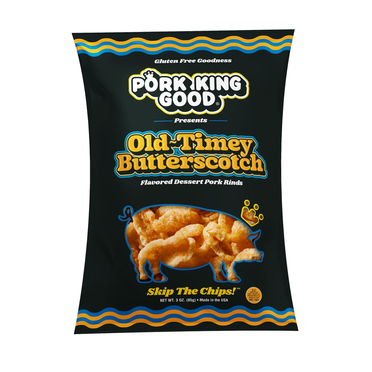 Pork King Good Flavored Dessert Pork Rinds, 3 oz - Old Timey Butterscotch