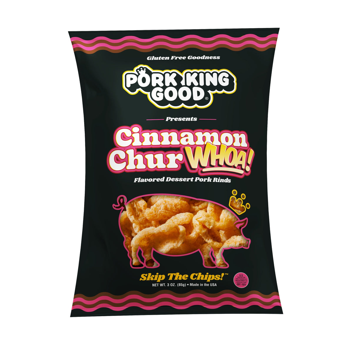 Pork King Good Flavored Dessert Pork Rinds, 3 oz - Cinnamon ChurWhoa!