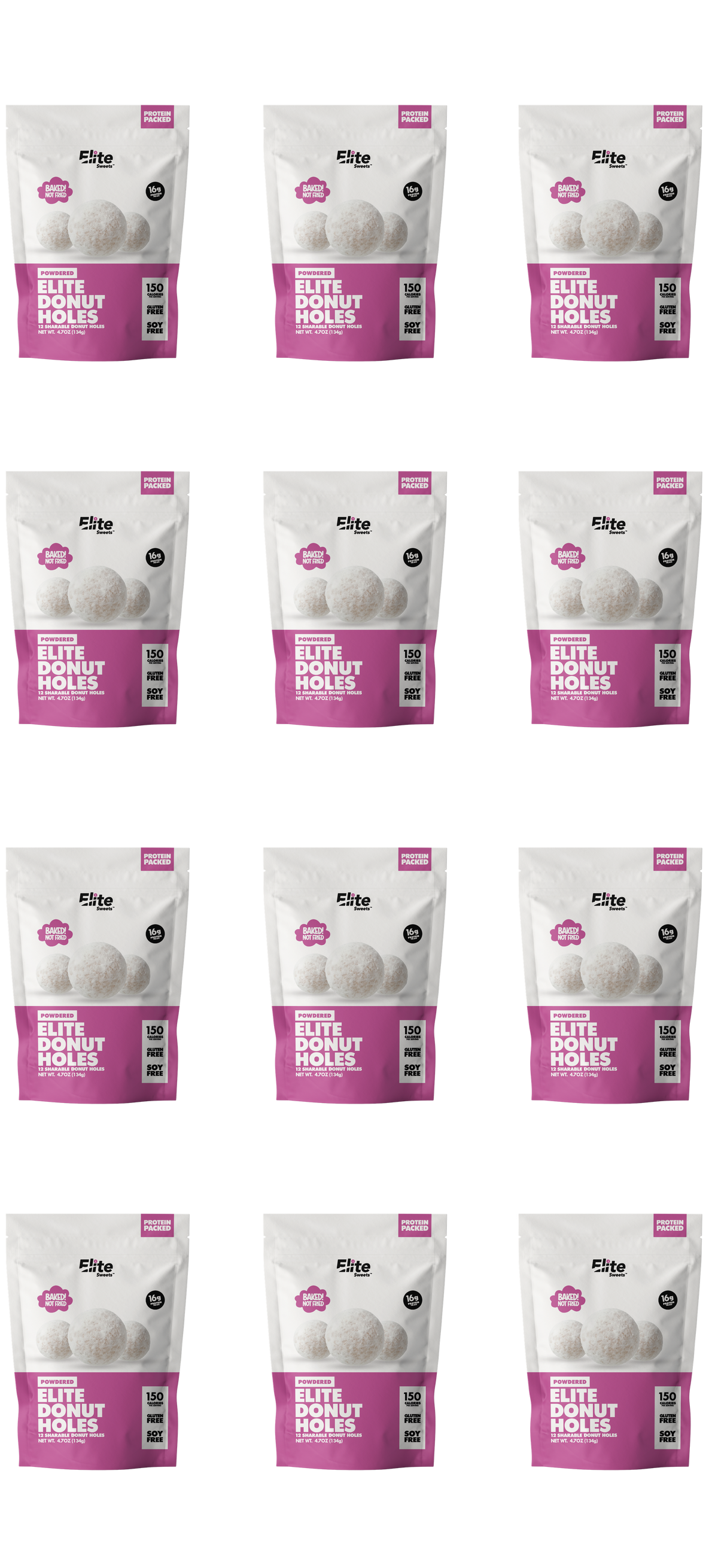 Elite Sweets High-Protein & Low-Carb Donut Holes - Powdered, 12-Pack