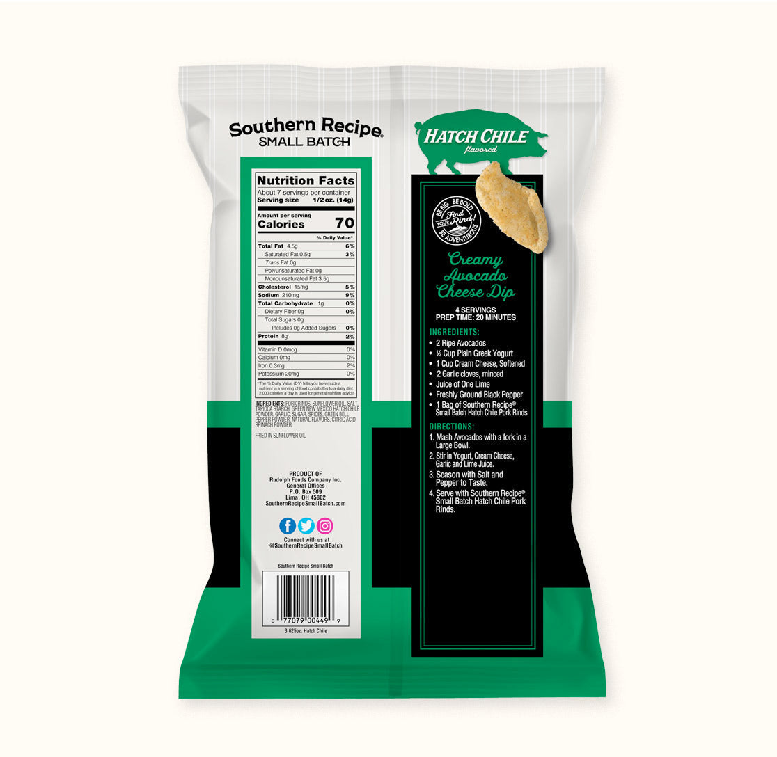 Southern Recipe Small Batch Pork Rinds - Pasilla Chili Cheese, 4 oz