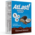 A box of AtLast! Minis Coconut Almond protein bars.