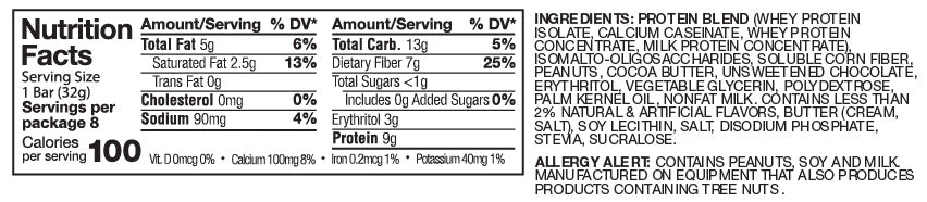 Nutrition Facts and ingredients for AtLast! Minis Peanut Butter protein bars.