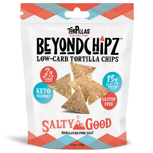 Front of a BeyondChipz Salty Good Torpillas bag.