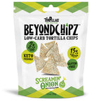 Front of a BeyondChipz Screamin' Onion Torpillas bag.