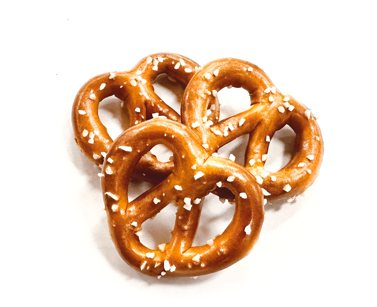 BeyondTwistz Salty Good pretzels with visible salt crystals on a white background.