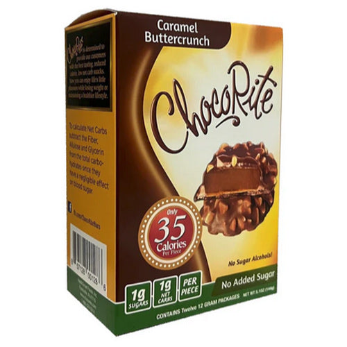 A box of ChocoRite Caramel Buttercrunch chocolates.
