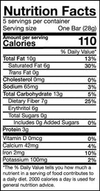 Nutrition Facts for ChocoRite Dark Chocolate bars.