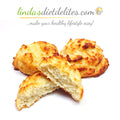 Linda's Diet Delites biscuits, with one split open to show the inside.