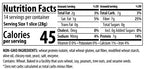 Nutrition Facts and ingredients for ThinSlim Foods Plain Bread. One 28-gram slice has 45 calories, 7 grams of protein, and 7 grams of fiber.