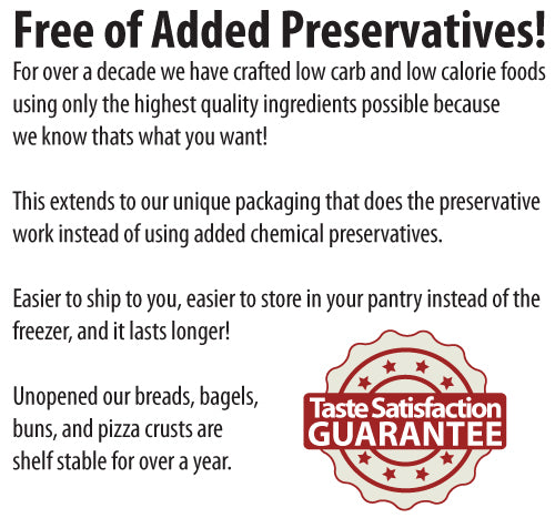 Plain Bread packaging information about added preservatives, storage, and the taste guarantee.
