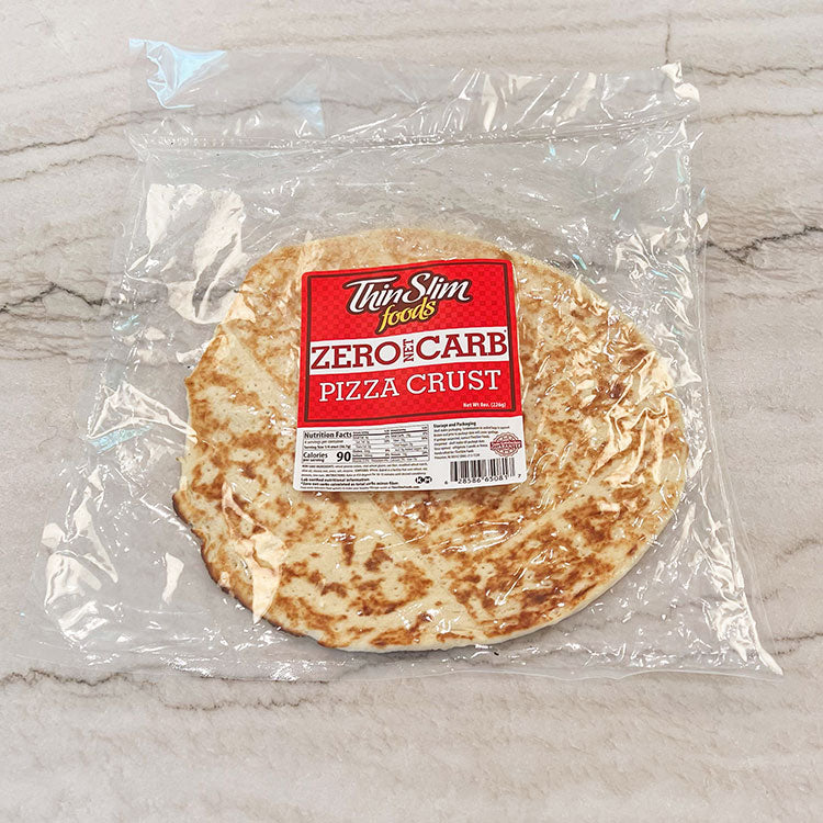 A wrapped ThinSlim Foods Zero Net Carb Pizza Crust.