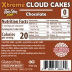 ThinSlim Foods Xtreme Chocolate Cloud Cakes label with Nutrition Facts, ingredients, and storage instructions.
